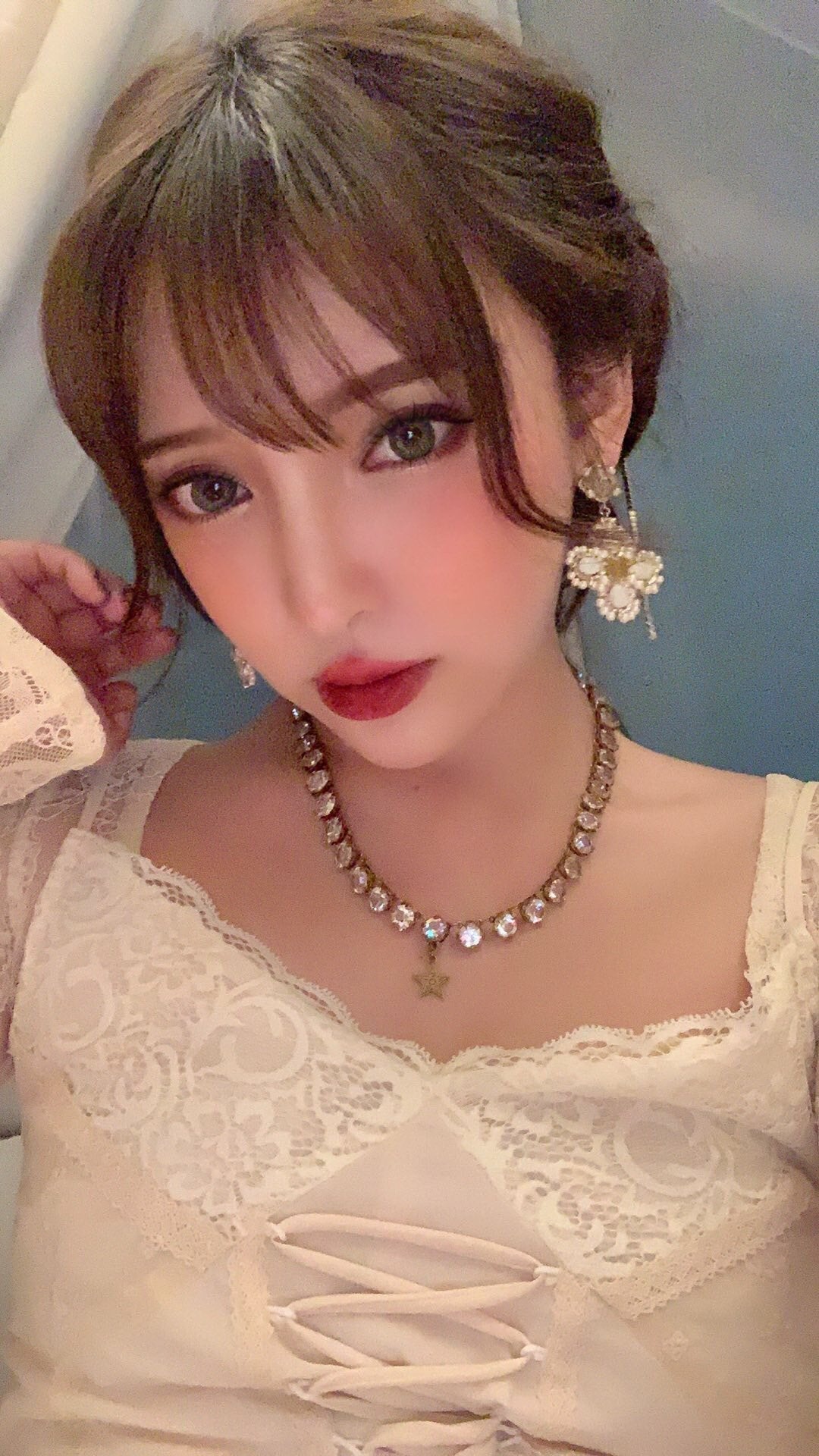 Chanel四葉月光石耳釘和項鏈